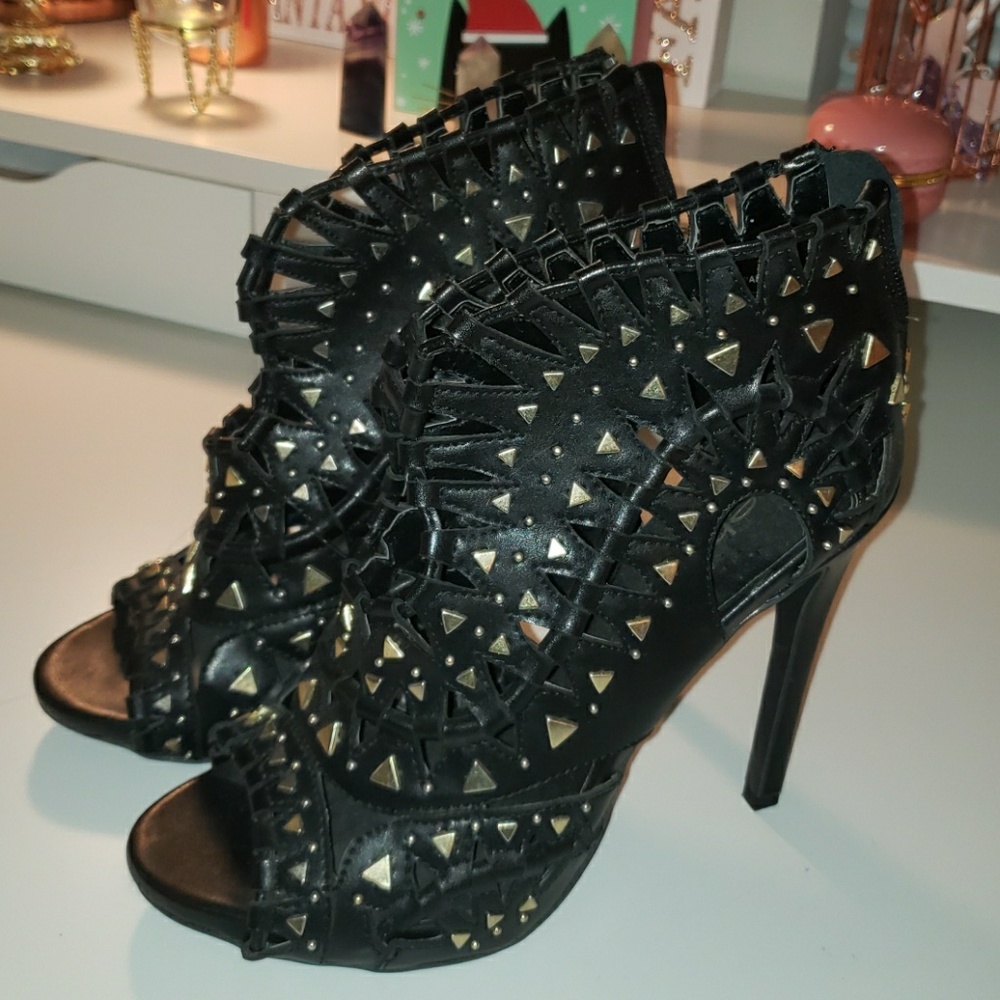 Studded black sexy heels/booties